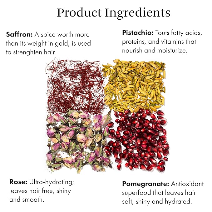 Joon Moisturizing Trio Set | 1.1oz Saffron Hair Elixir, 10.1oz Saffron Rose Shampoo and Conditioner