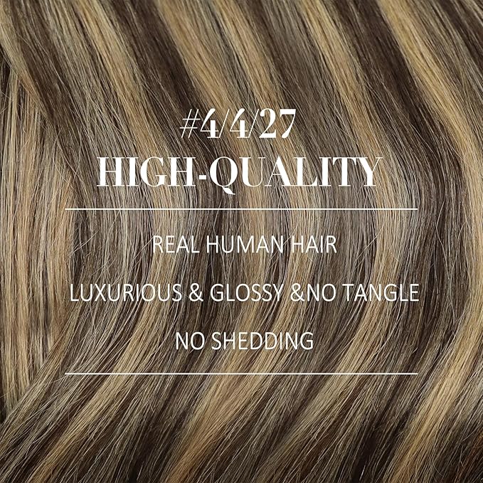 YoungSee Clip in Hair Extensions Real Human Hair Balayage Hair Extensions Clip ins Balayage Chocolate Brown Mix Caramel Blonde Balayage Clip on Hair Extensions Human Hair 120G 18Inch