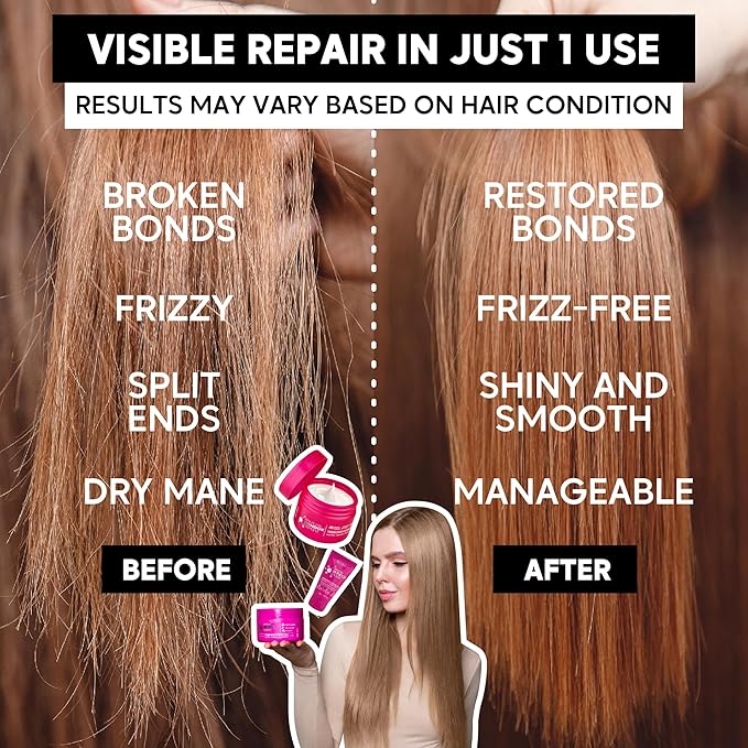 HAIR TREATMENT MASK FOR DAMAGED BRAZILIAN BONDOX 2.82 oz Thermal Activated Mask for Dry Frizzy Hair | Formaldehyde Free Cruelty Free | Results for up to 1-3 months | Almond Oil
