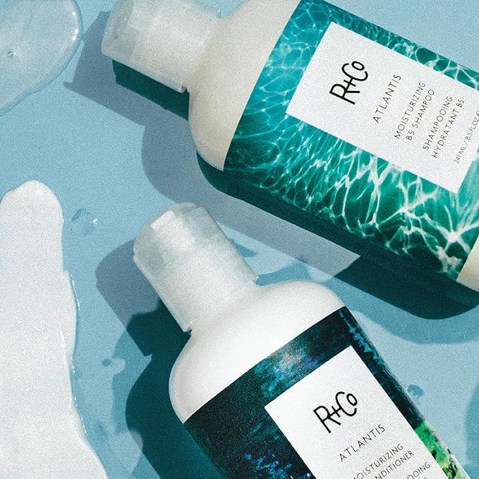 R+Co | Travel Size | Atlantis B5 Shampoo and Conditioner Set for Dry Damaged Hair | Hydrating + Moisturizing + Shine | Vegan + Sulfate-Free | Color Safe | Set of 2