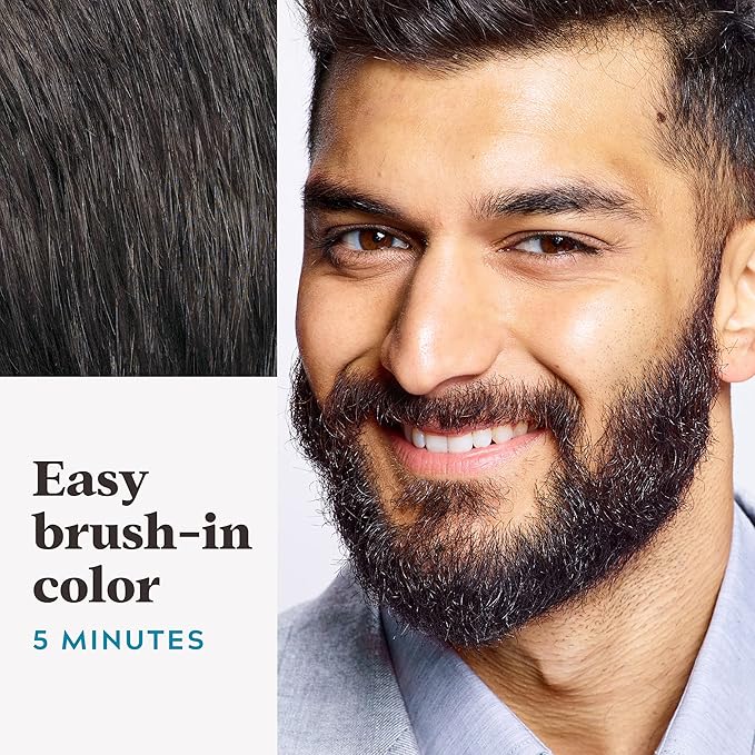 Just For Men Mustache & Beard, Beard Coloring for Gray Hair with Brush Included, With Keratin Biotin Aloe and Coconut Oil for Healthy Facial Hair - Darkest Brown, M-50 (Packaging May Vary)