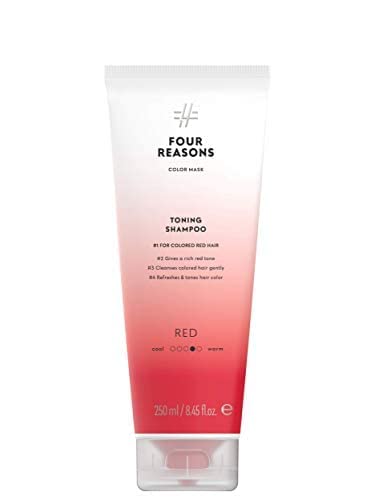 FOUR REASONS Hair Color Shampoo (8 Colors) - Sulfate Free Red Hair Toner - Color Depositing Shampoo for Color Treated Hair, Vegan, 8.45 Fl Oz (Red)