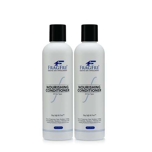 Fragrance Free Conditioner 8 oz (2-Pack Gift Set) - Parabens Free Hypoallergenic - Hair Conditioner for Sensitive Skin - Deep Conditioning for Normal Treated and Fragile Hairs - Vegan GF/CF