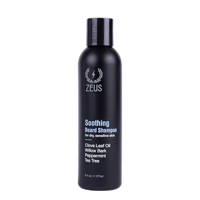 ZEUS Soothing Beard Shampoo for Men, Specialized Face & Hair Wash for Dry & Sensitive Skin, Anti-Dandruff & Itch Relief for Healthy Beard Growth (Made in USA) 6 oz.