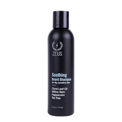 ZEUS Soothing Beard Shampoo for Men, Specialized Face & Hair Wash for Dry & Sensitive Skin, Anti-Dandruff & Itch Relief for Healthy Beard Growth (Made in USA) 6 oz.