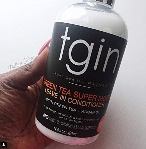 tgin Green Tea Super Moist Leave in Conditioner for Curly, Coily and Wavy Hair, with Argan Oil, Shea Butter and Green Tea, Moisturizes and Nourishes Dry Hair, 13 oz