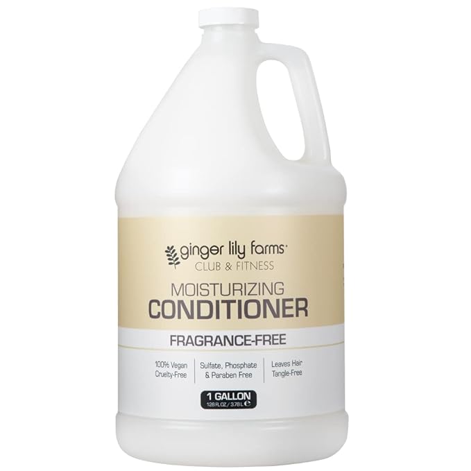 Ginger Lily Farms Club & Fitness Moisturizing Conditioner for Dry Hair, 100% Vegan & Cruelty-Free, Fragrance Free, 1 Gallon (128 fl oz) Refill