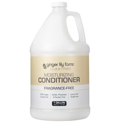 Ginger Lily Farms Club & Fitness Moisturizing Conditioner for Dry Hair, 100% Vegan & Cruelty-Free, Fragrance Free, 1 Gallon (128 fl oz) Refill