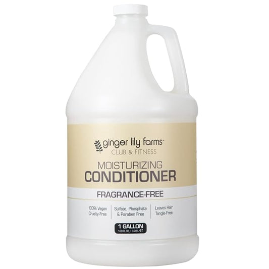 Ginger Lily Farms Club & Fitness Moisturizing Conditioner for Dry Hair, 100% Vegan & Cruelty-Free, Fragrance Free, 1 Gallon (128 fl oz) Refill
