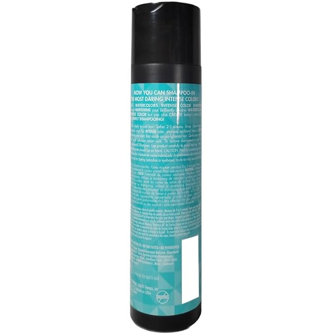 Watercolors by Tressa INTENSE 3-in-1 Color Depositing Shampoo, Semi Permanent Hair Color, Hair Dye Shampoo for Curly, Dry, and Normal Hair, 8 fl oz - TEAL