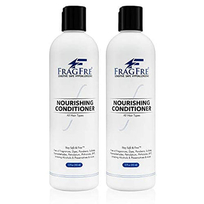 Fragrance Free Conditioner 12 oz (2-Pack Gift Set) - Parabens Free Hypoallergenic - Hair Conditioner for Sensitive Skin - Deep Conditioning for Normal Treated and Fragile Hairs - Vegan GF/CF