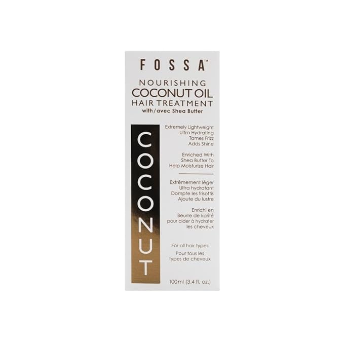 Fossa Nourishing Coconut Oil Hair Treatment with Shea Butter | Lightweight, Paraben Free, Prevents Split Ends, Reduces Breakage, Adds Shine & Frizz Control for All Hair Types | 100ml, 3.4 fl. oz.