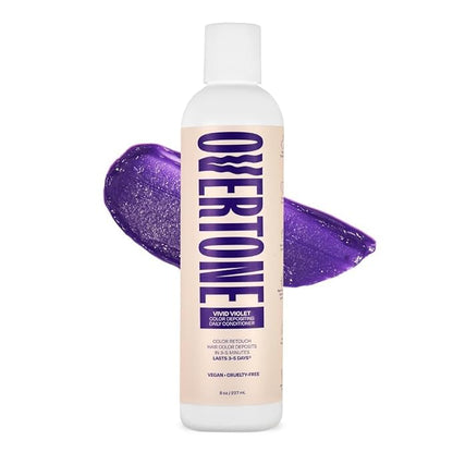 oVertone Daily Color Depositing Conditioner: 8oz Temporary Coloring Conditioner with Shea Butter & Coconut Oil, Refresh Color & Prevent Fading, Vegan & Cruelty-Free, Extreme Purple is Vivid Violet