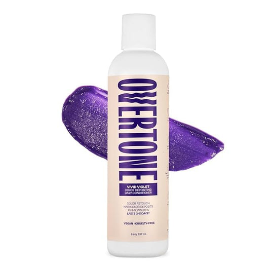 oVertone Daily Color Depositing Conditioner: 8oz Temporary Coloring Conditioner with Shea Butter & Coconut Oil, Refresh Color & Prevent Fading, Vegan & Cruelty-Free, Extreme Purple is Vivid Violet