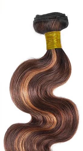 34 34 34 Inch Ombre Human Hair Bundles Body Wave Bundles Human Hair Highlight Bundles Brazilian Brown Highlight Bundles Hair Weave Silky Soft Remy Hair Extensions