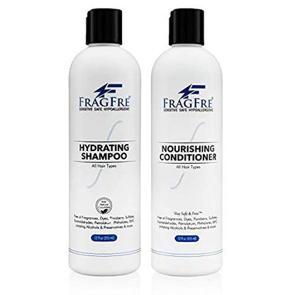 Hydrating Shampoo and Nourishing Conditioner 12 oz/ea (2-Pack Gift Set) - Sulfate Free, Gluten Free, Parabens Free, Color Safe, Hypoallergenic, Fragrance Free