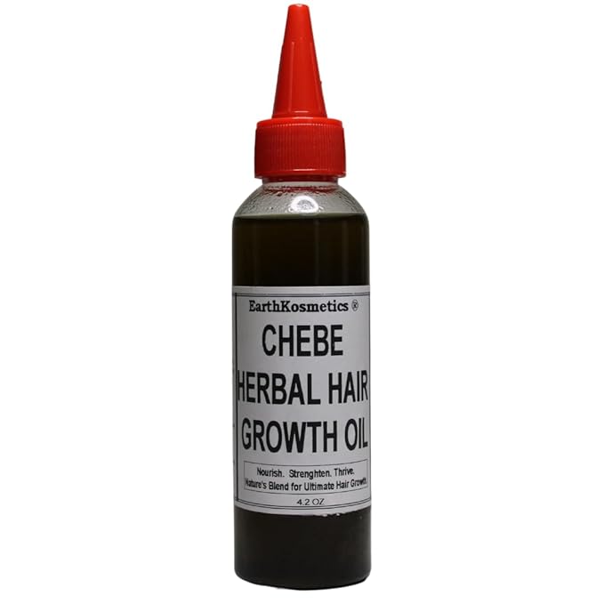 Chebe Herbal Hair Growth Oil is made with 18 Potent Oils including CHEBE and Karkar oil, and is effective for Hair Growth, Strength, Hydration & Scalp Nourishment