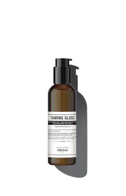 PREVIA Hair Gloss Taming Serum & Leave-In Conditioner - Anti-Frizz Heat Protectant for Dry Damaged Hair - Organic Almond Vegan Moisturizing Gloss - 6.7 oz