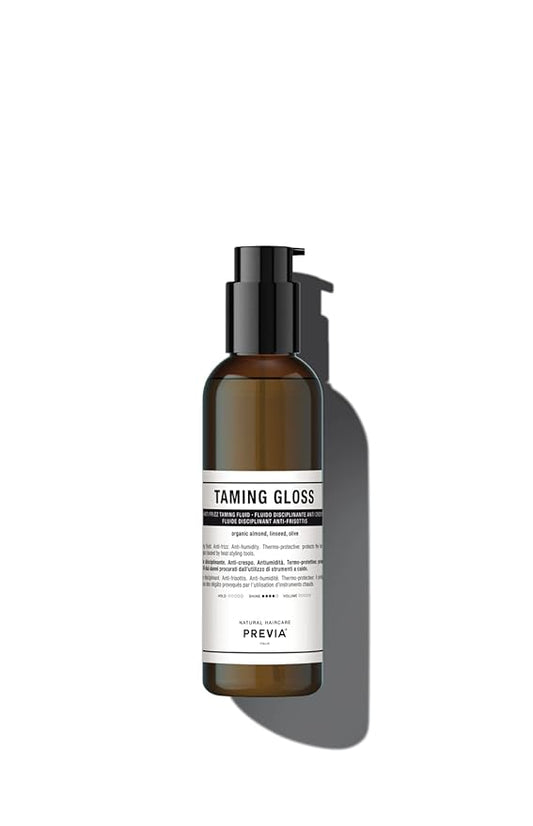 PREVIA Hair Gloss Taming Serum & Leave-In Conditioner - Anti-Frizz Heat Protectant for Dry Damaged Hair - Organic Almond Vegan Moisturizing Gloss - 6.7 oz