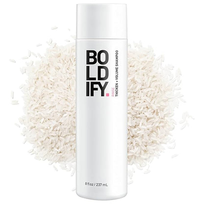 BOLDIFY Thickening Shampoo - Rice Water for Thinning and Oily Hair - Volumizing Shampoo for Fine Hair, Weightlessly Removes Excess Oil - 8oz