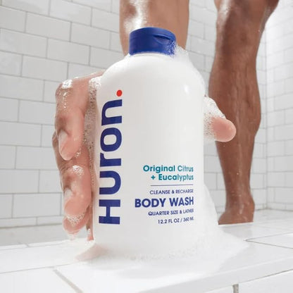 Huron Shower Kit - Shampoo, Conditioner, & Body Wash For Men - Sea Salt + Driftwood Scent - Hydrating & Nourishing Men’s Shampoo & Conditioner