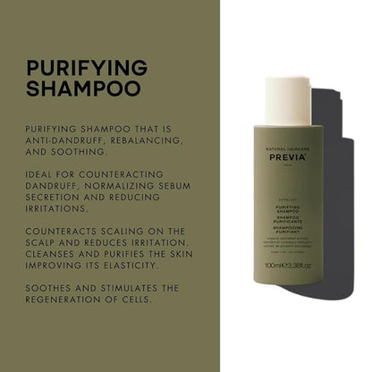 PREVIA Purifying Shampoo for Scalp Health | Purifying & Detoxifying | Nourishing Formula | Vegan & Sulfate-Free | 3.38 oz