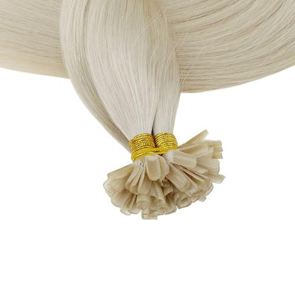 RUNATURE I Tip Extensions Human Hair，Real Human Hair Extensions I Tip, Balayage Silky Long Blonde Hair, Pre Bonded Soft Hair #1622 Golden Blonde with Light Blonde 14Inch 50G 50s