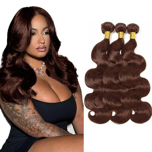 30 32 34 Inch Color 4 Body Wave Bundle Brown Bundles Human Hair Chocolate Brown Bundle Niegmeag Double Weft Color 4 Human Hair Bundle 300g