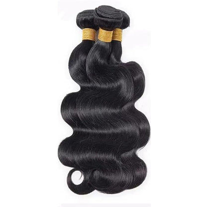 #1B Body Wave Bundles Natural Black Human Hair 12 14 16 Inch Brazilian Remy Weave Body Wave Human Hair Bundles Soft and Silky for Women