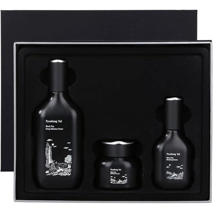Pyunkang Yul PKY Black Tea Line Gift Box Set, Deep Nurishment for Anti-aging, Rich Moisture Toner, Revitalizing Serum & Nourishing Cream, Zero-Irritation (3-item set)
