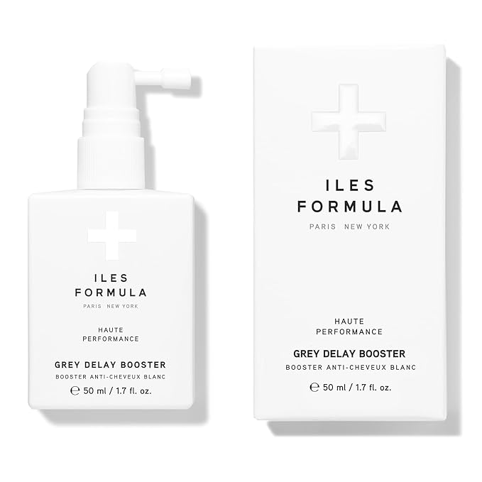 ILES FORMULA Grey Delay Booster – Anti-Gray Leave-In Hair Treatment, Prevents Premature Graying & Stimulates Melanin Production, Plant-Based w/Chios Mandarin & Matsutake Mushroom, 1.7 fl oz (50 ml)