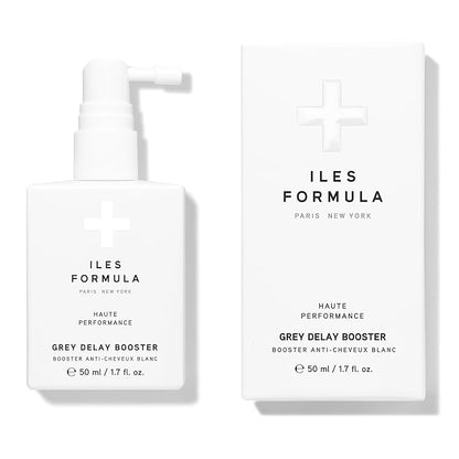 ILES FORMULA Grey Delay Booster – Anti-Gray Leave-In Hair Treatment, Prevents Premature Graying & Stimulates Melanin Production, Plant-Based w/Chios Mandarin & Matsutake Mushroom, 1.7 fl oz (50 ml)