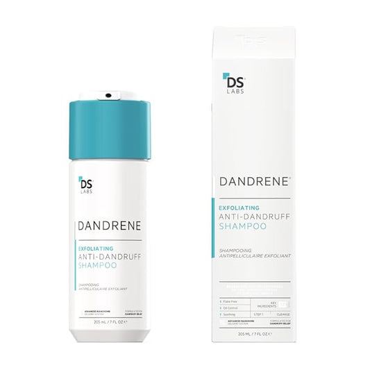 DS Labs Dandrene Dandruff Shampoo - for Flaky, Itchy Scalp, Exfoliating Shampoo for Dry Scalp, Seborrheic Dermatitis, Scalp Psoriasis, Color-Safe, Sulfate-Free, Nanosome Technology, 205mL