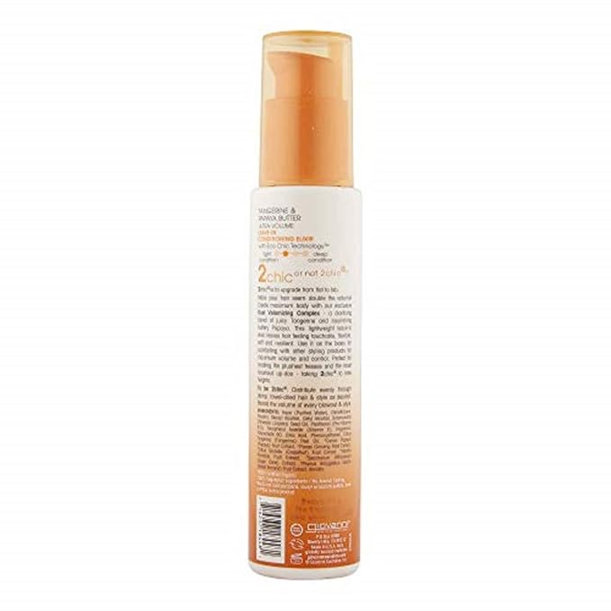 GIOVANNI 2chic Ultra-Volume Leave-In Conditioning & Styling Elixir - Builds Volume, Promotes Weightless Control for Fine/Thin Hair, Volumizing Formula with Papaya & Tangerine Butter, Color Safe - 4 oz