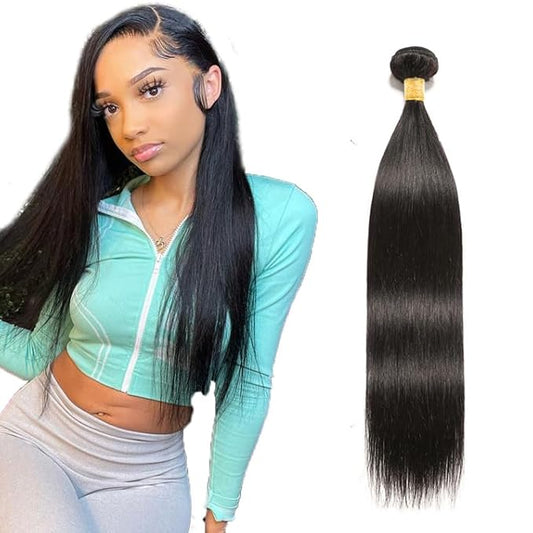 Color #1B Straight Human Hair Bundles Natural Black Bundles Human Hair #1B Bundles Brazilian 8A Virgin Hair 1 Bundle 22 Inch Natural Black Straight Bundles Natural Color Straight Human Hair Bundles