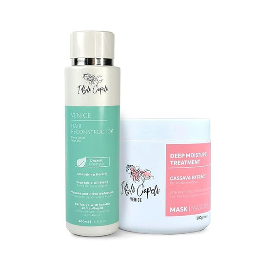 Venice Smoothing Keratin Kit, Keratin Hair Treatment Straightening Set- Keratina Para Alisar El Pelo Sin Formol - Paso Unico & Hair Mask for Silky Soft Hair (500g)- (Pack of 2)