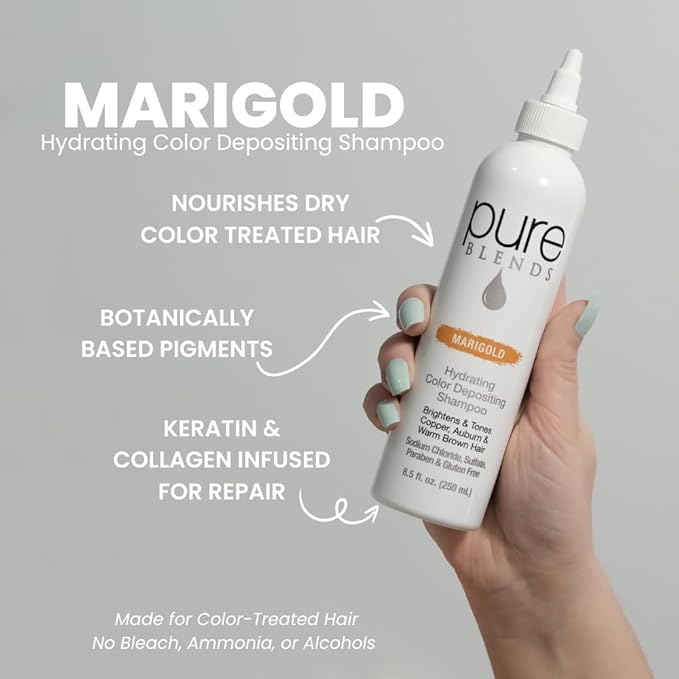 Marigold Hydrating Semi-Permanent Color Depositing Shampoo for Toning and Brightening Faded Color-Treated Hair - Prevents Fade, Extends Color Service (8.5 Oz.)
