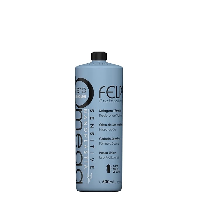 Felps Professional Omega Sensitive - Thermal Sealing Unique Nanoplasty - Brazilian Keratin Blowout - Straightening & Smoothing Hair Treatment - Formaldehyde Free 500ml/16.90.oz