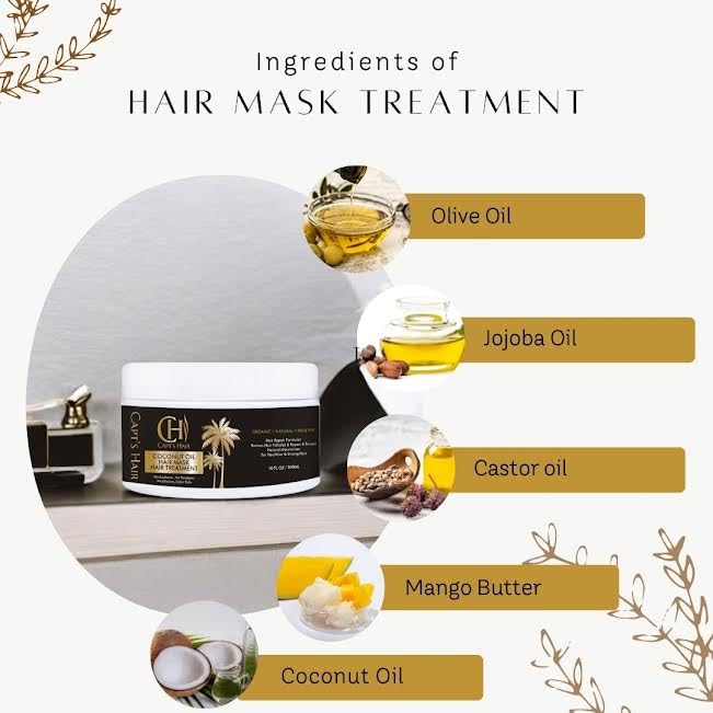 Coconut Oil Hair Mask - Deep Hair Conditioner for Intense Hydration, Dry and Damaged Hair Repair, Deep Moisturizing Oil Hair Mask Treatment with Shea Butter and Mango Butter - (300ml)