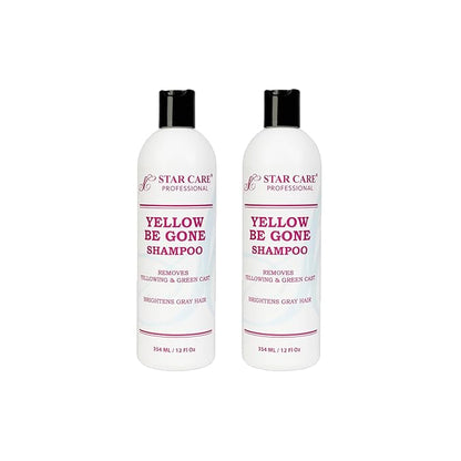 Yellow Be Gone Shampoo 12oz/354ml (2 Pack) Clarifying Brassiness Neutralizer for Bleached, Blonde, Gray & Highlighted Hair, Restores Shine & Cool Tones, Purple Toning Formula