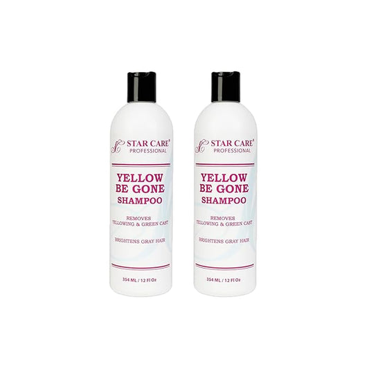 Yellow Be Gone Shampoo 12oz/354ml (2 Pack) Clarifying Brassiness Neutralizer for Bleached, Blonde, Gray & Highlighted Hair, Restores Shine & Cool Tones, Purple Toning Formula
