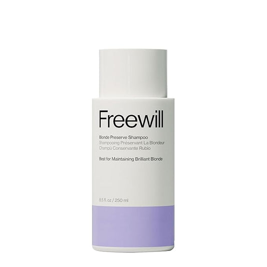 Freewill Blonde Preserve Purple Shampoo for Blonde, Silver & Gray Hair, Sulfate-Free Brassiness Neutralizer, Boosts Shine & Enhances Color, 8.5 oz