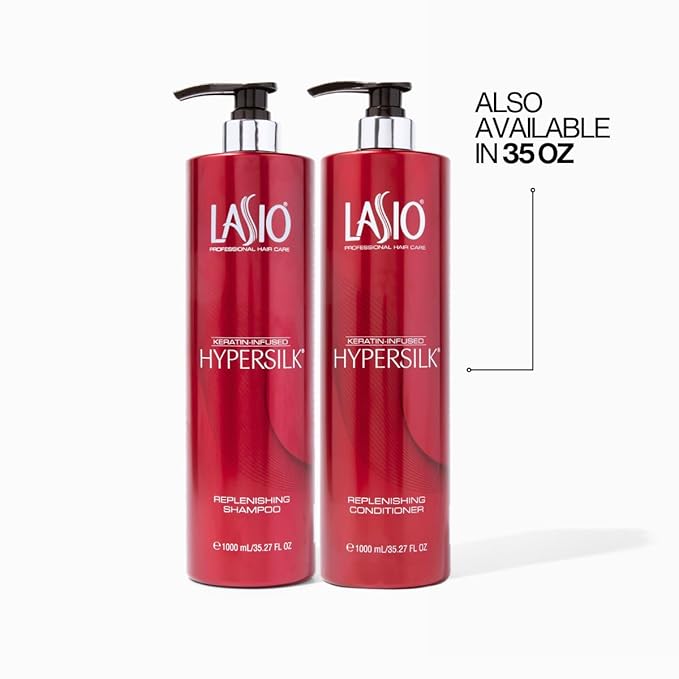 Lasio Replenishing Shampoo and Hair Conditioner Set with Amber Extract, Keratin & Jojoba Oil – Nourishing, Repairing, and Hydrating Formula for Soft, Shiny, Frizz-Free HAIR