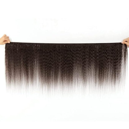 #4 Brown Bundles Human Hair Kinky Straight Bundles 22 24 Inch Human Hair Weave 2 Bundle Unprocessed Brazilian Virgin Hair Chocolate Yaki Straight Human Hair Extensions