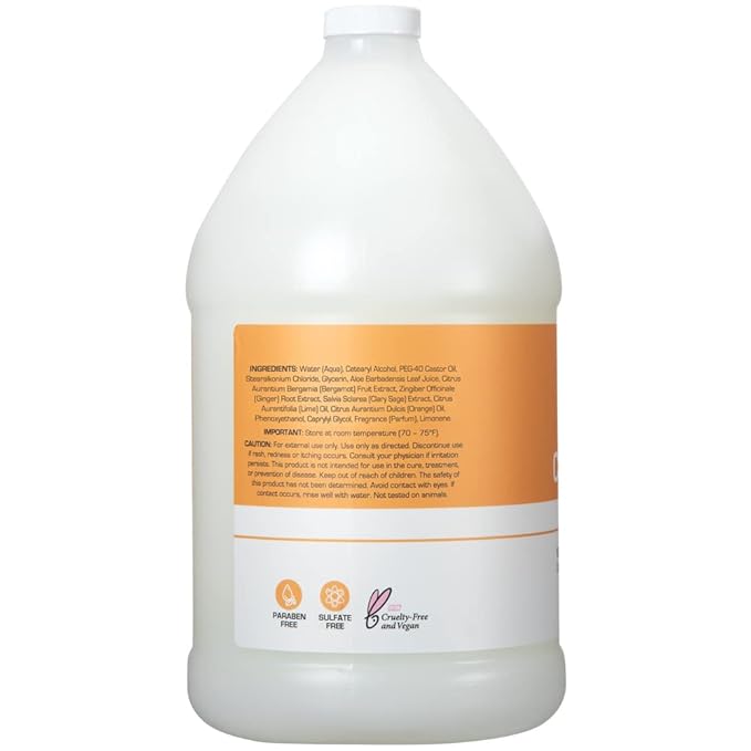 Ginger Lily Farms Club & Fitness Citrus Moisturizing Conditioner, 100% Vegan, Paraben, Sulfate, Phosphate, Gluten & Cruelty-Free, 1 Gallon (Pack of 4 )