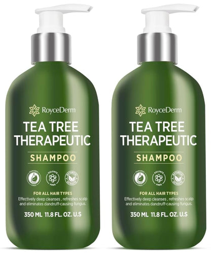 Roycederm Tea Tree Antifungal Shampoo: Folliculitis Shampoo for Dry Scalp, Dandruff, and Itchy Scalp - Medicated Clarifying shampoo with Tea Tree Oil, Paraben & Sulfate Free - 2 Pack