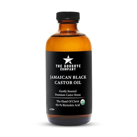 The Goodbye Company Black Castor Oil – USDA Certified Organic (120mL / 4.25oz) – Cold-Pressed & Unrefined – 100% Pure & Hexane-Free – Glass Bottle – Nourishing Oil for Eyebrow, Eyelash & Hair Growth