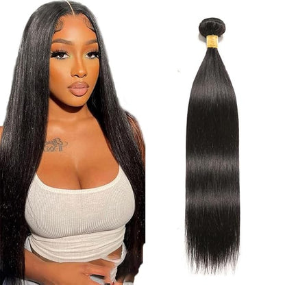 Straight Bundles Human Hair Color 1B Straight Hair Weave Single Bundle 20 Inch Unprocessed Peruvian Virgin Remy Hair Extensions For Black Woman 300g
