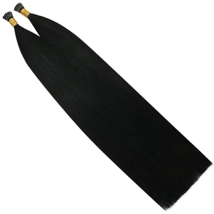 YoungSee 26 Inch I Tip Hair Extensions Human Hair Black Itip Extensions Black I Tip Extensions Human Hair Jet Black Keratin Tip Hair Extensions Human Hair 50s 50g Extensions for Women Real Hair