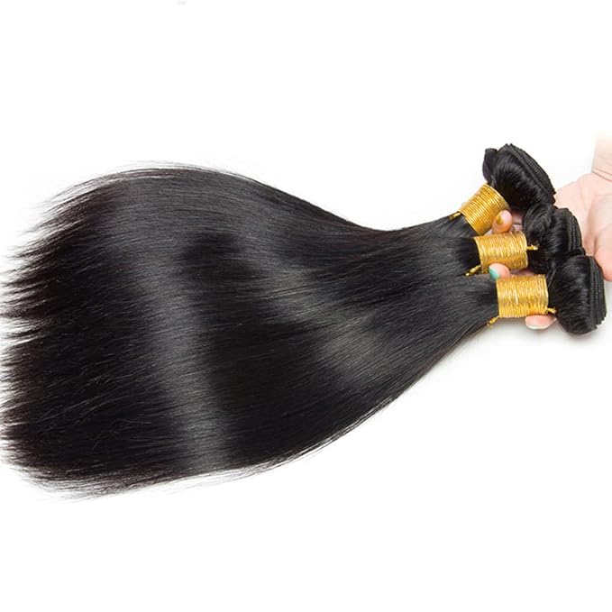 #1B Human Hair Bundles Straight Bundles 20 20 20 Inch Unprocessed Brazilian Virgin Hair Weave 3 Bundles 50 Grams Per Bundle Natural Color Bundle Human Hair Extensions